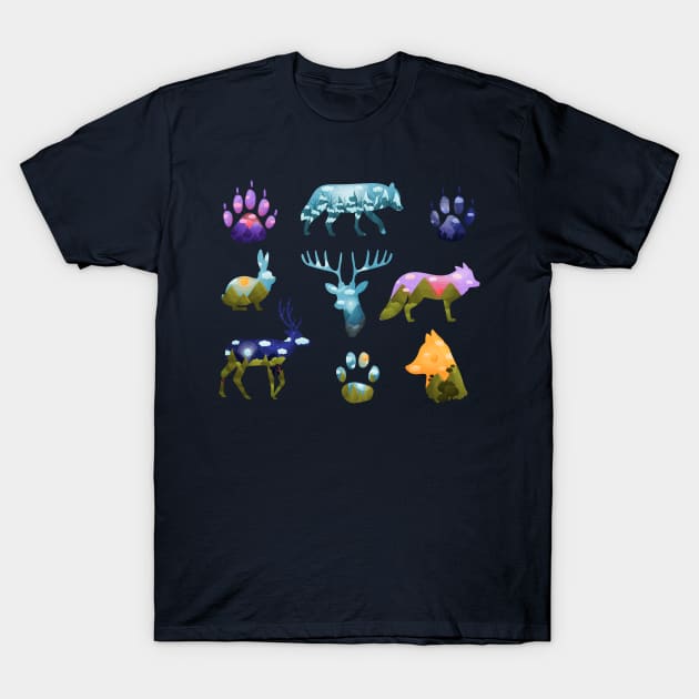 animals silhouettes landscape T-Shirt by Mako Design 